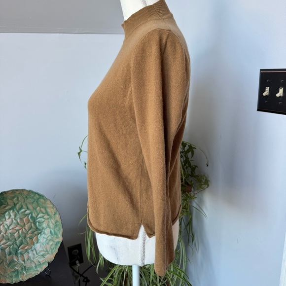 Dué per Dué Silk‎ Cashmere Blend women’s 3/4 Sleeve Mock Neck Sweater Tan Medium - Picture 2 of 5